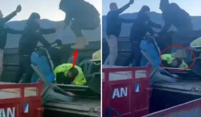 Bir kentimizi ayağa kaldıran görüntü! Polisin kafasını ezmeye çalıştı