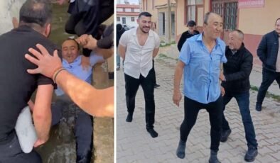 Köylüler tespit ettikleri kişileri el birliğiyle su oluğuna atıyor
